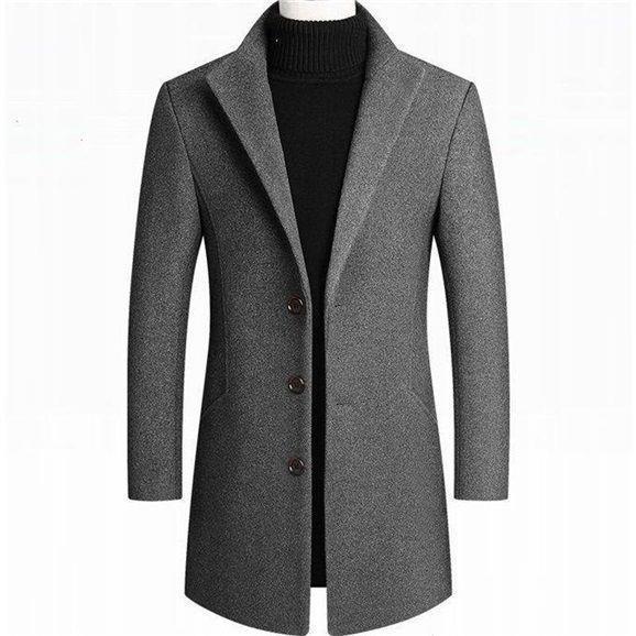 Otoño e Invierno abrigo de lana de los hombres traje de cuello casual SLIM-Fit abrigo de lana de mediana edad de los hombres de media longitud de la gabardina de los hombres