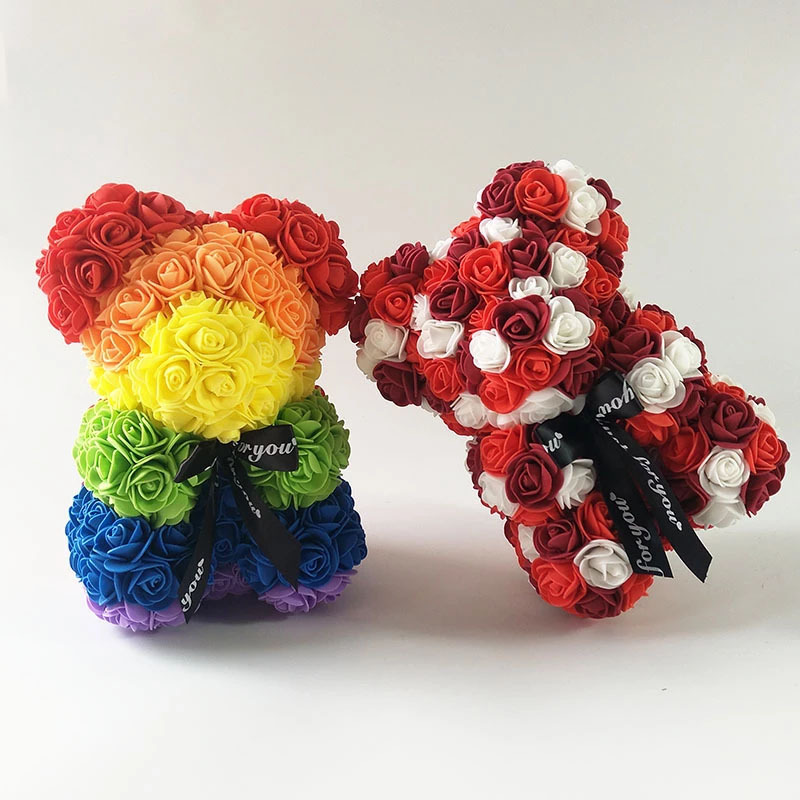 AliExpress Simulation Flower Bear Preserved Flower Foam Bear Rose Bear 25cm Valentine's Day Gift Rose Bear