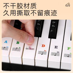 Piano Stickers for Electronic Keyboard: 88-Key, 61-Key, and 54-Key Models—Transparent Key Labels with Musical Notes and Pronunciation Guides