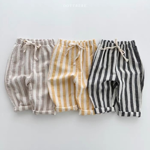 Korean style ins spring, autumn and summer trousers with vertical stripes, breathable, loose, new and versatile casual children's trousers for boys and girls when going out
