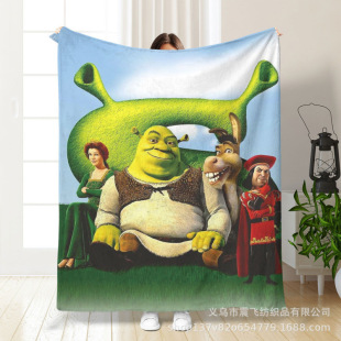 Source Factory Direct Shrek Theme Digital Printing Flannel Blanket Soft Air-conditioning Blanket