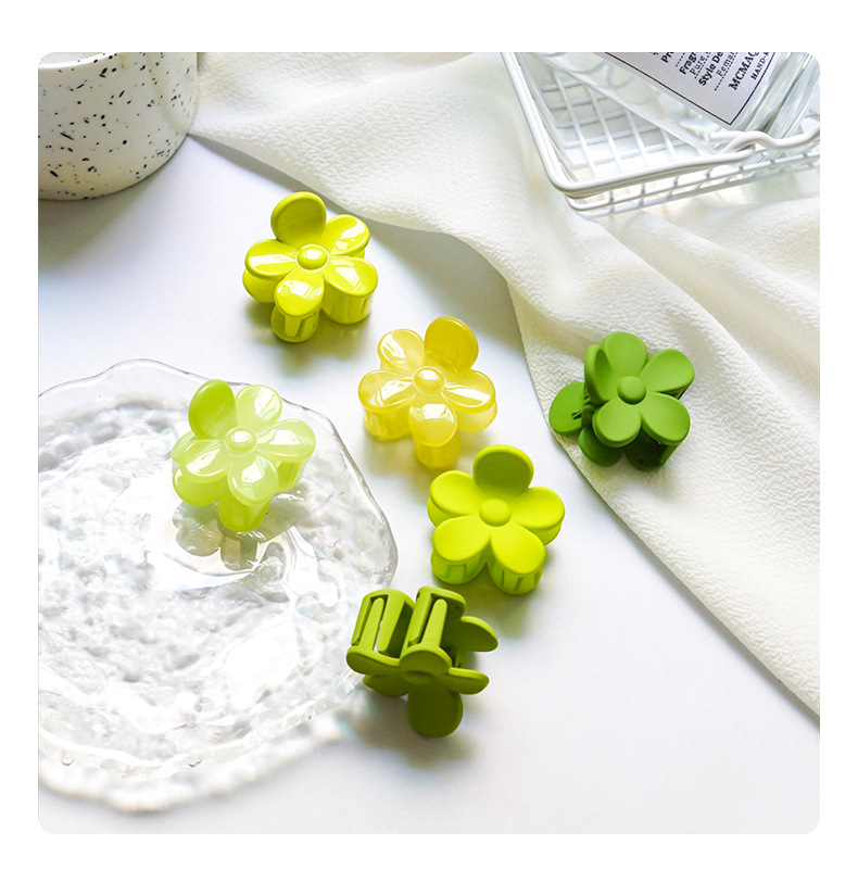 Small Refreshing Women's High Ponytail Hair Clip Green Flowers Hair Claw display picture 2