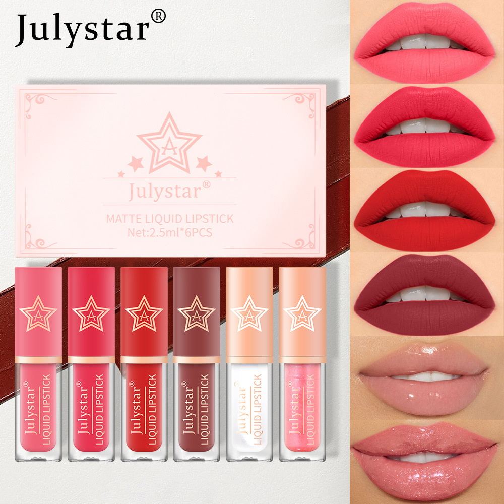 Cross-border makeup lip and cheek dual-use matte lip gloss set, natural, long-lasting, non-fading, non-stick to cups, matte lipstick wholesale undefined