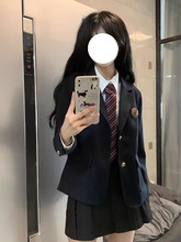 学院风JK制服外套西服徽章日系小西装秋冬黑色女学生校供高校套装