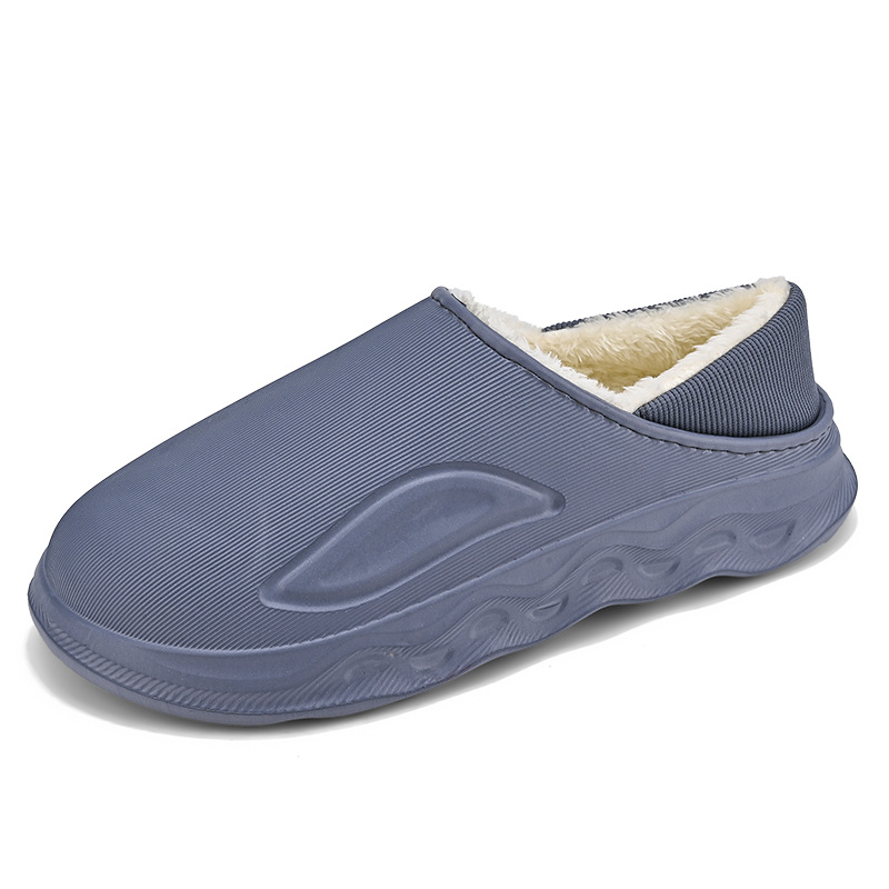 Zapatillas de algodón de los hombres de color sólido de fondo grueso hogar interior bolsa zapatillas de tacón cálido forro polar antideslizante Comercio exterior transfronterizo zapatos de algodón hombres