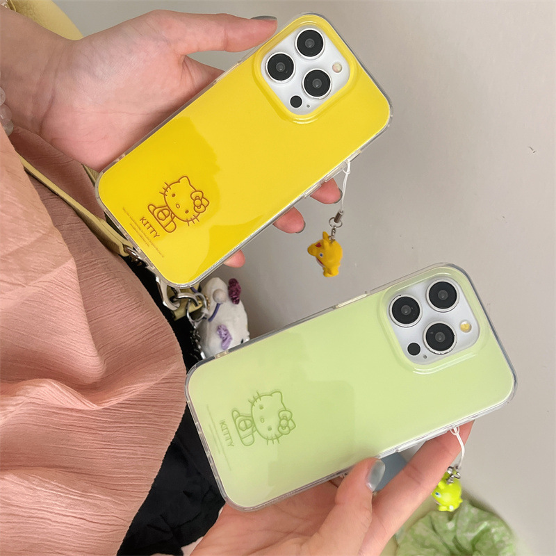 Nicho ins línea de color sólido kt Apple 16ProMax colgante 14 funda para teléfono móvil para Apple 15P pareja 13 nuevo