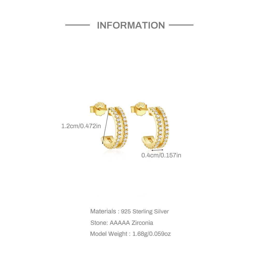 925 Sterling Silver Ear Needle Material 1 Pair 925 Sterling Silver Pearl Zircon Geometric Ear Studs