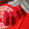 Demi-season slippers, festive red footwear for beloved