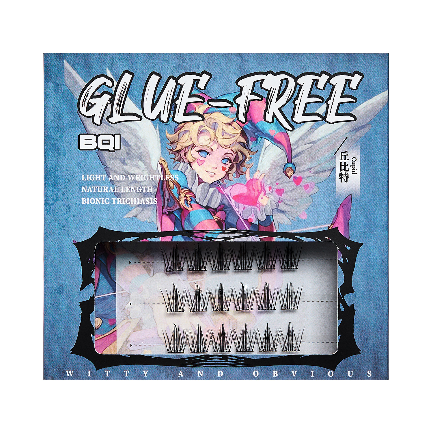 BQI Werewolf Killing Series Pestañas postizas sin pegamento, sensación natural de la madre, ojos cómicos, raíces distintas, tallos transparentes, pestañas superiores