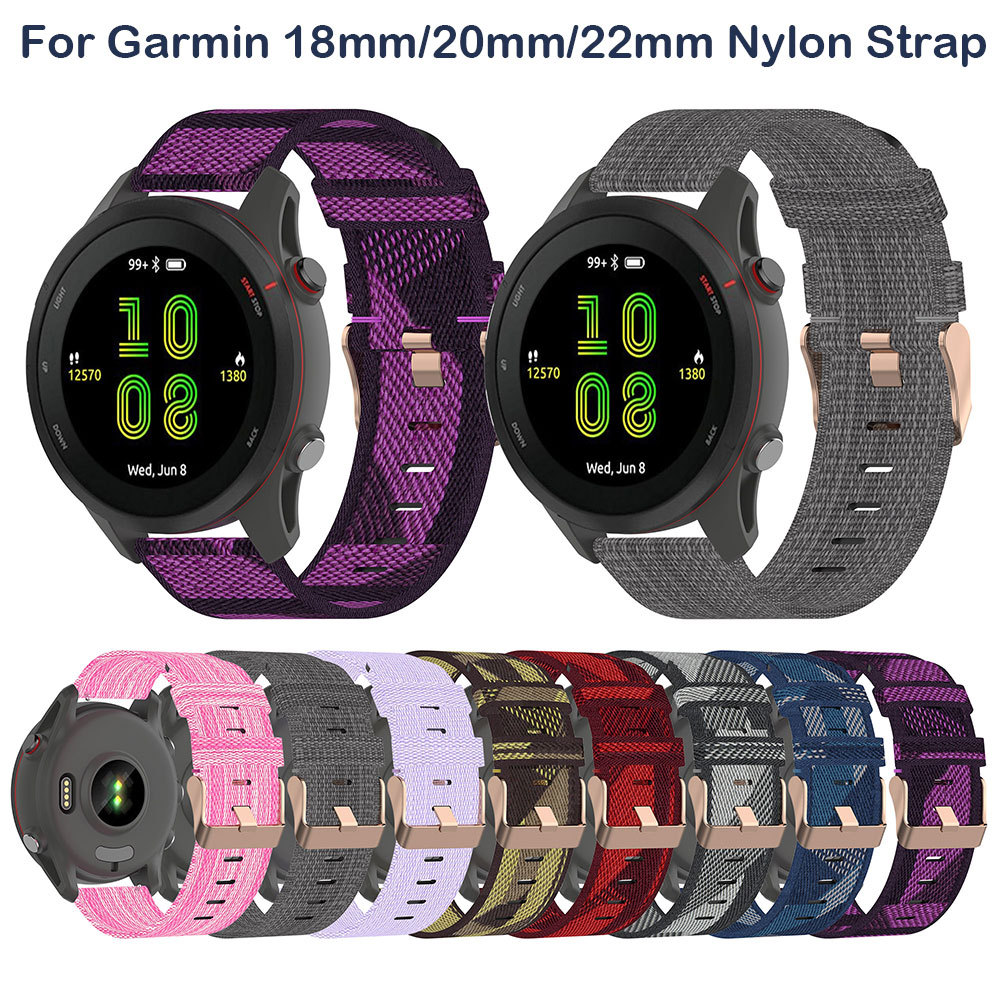 18/20/22mm Nylon Canvas Striped Strap for Jiaming 245 255 Venu2 Huawei GT3/4 Wristband