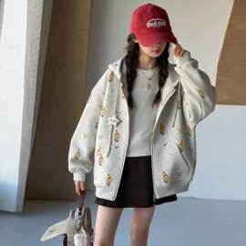2026新款秋装连帽外套女童宽松洋气长袖女孩中大儿童卫衣上衣服潮