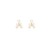 Metal accessory, small design earrings from pearl with bow, Japanese and Korean, simple and elegant design, trend of season