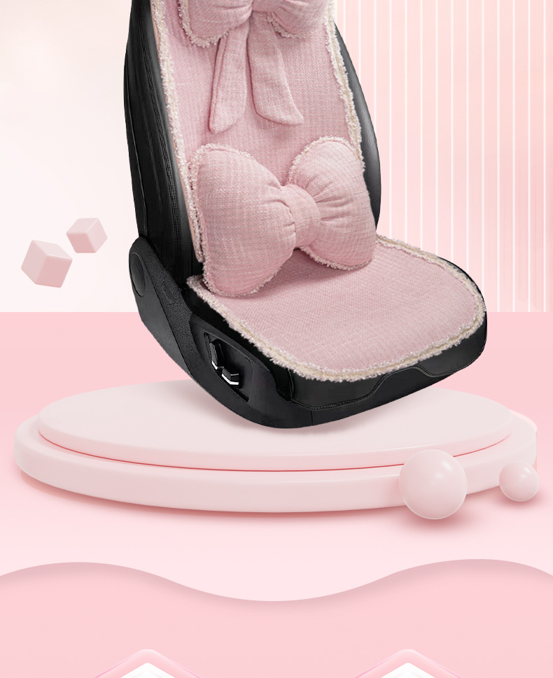 Blue Rain Original Car Headrest and Lumbar Support, Simple Solid Color Butterfly-Shaped Car Neck Pillow, Comfortable Chanel-Style Car Cushion