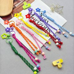 カラフルな編組バッグストラップ diy ビーズ手織り携帯電話ストラップジュエリーペンダント工芸品キーホルダー