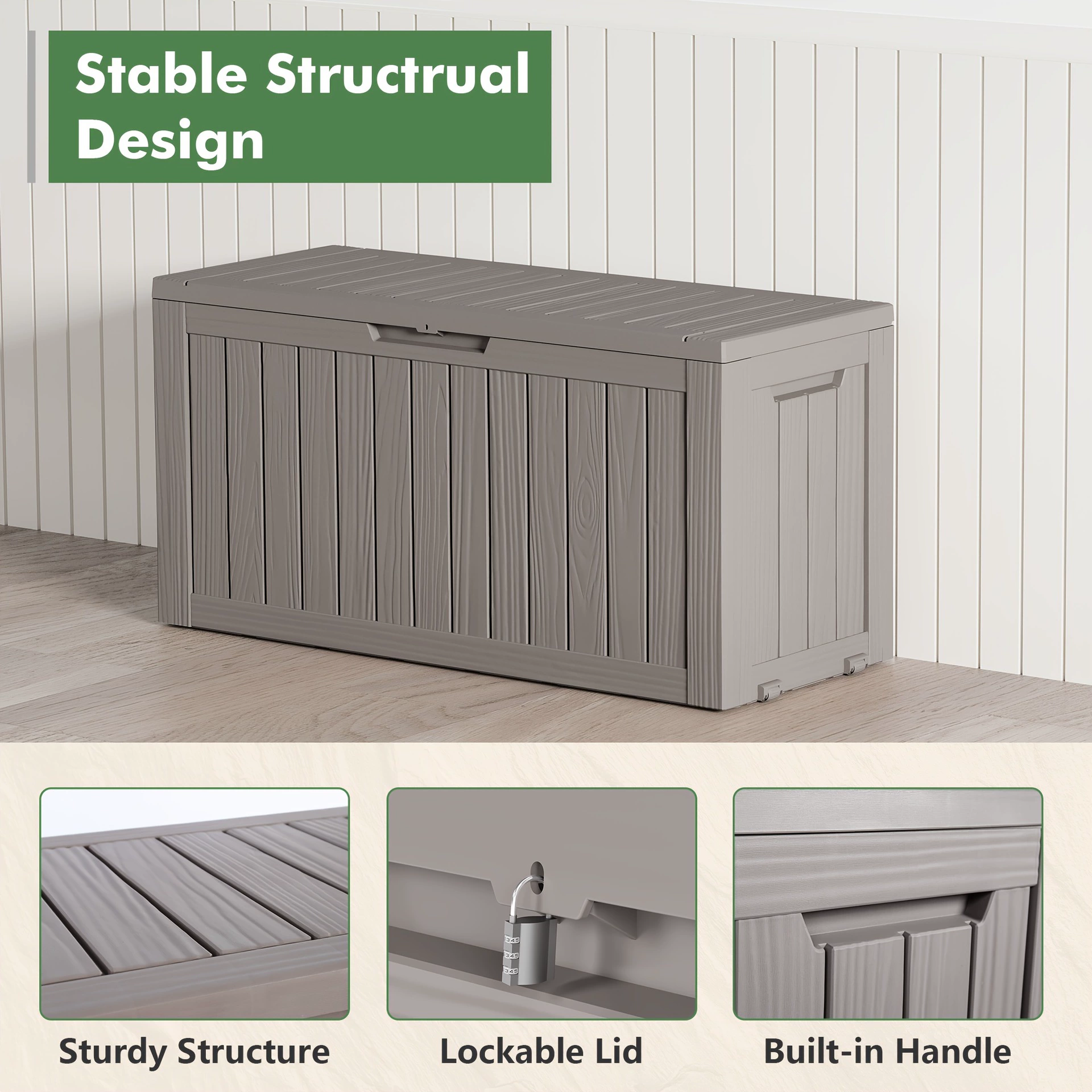 2025 Новый трансграничный ящик для террасы 32/72/100 галлонов с замком, из смолы, для использования в помещении и на улице