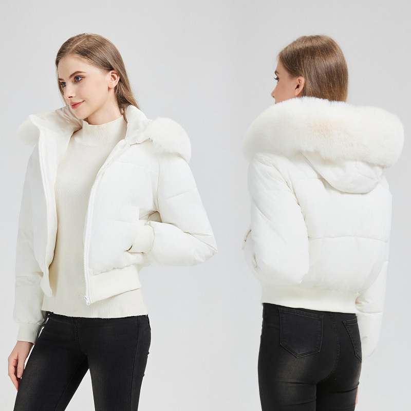 Europa y América ropa de algodón plumón ropa de algodón mujer corta 2025 invierno nuevo cintura pequeña chaqueta de comercio exterior chaqueta de algodón gruesa image 8