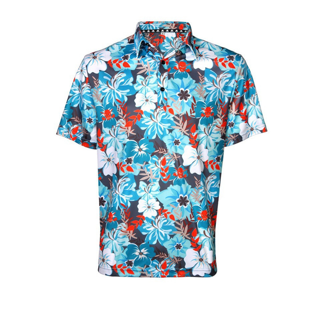 Foreign Trade Golf Polo Shirt Badminton Competition Polo Shirt Printed Men's Quick-drying Breathable Short-sleeve