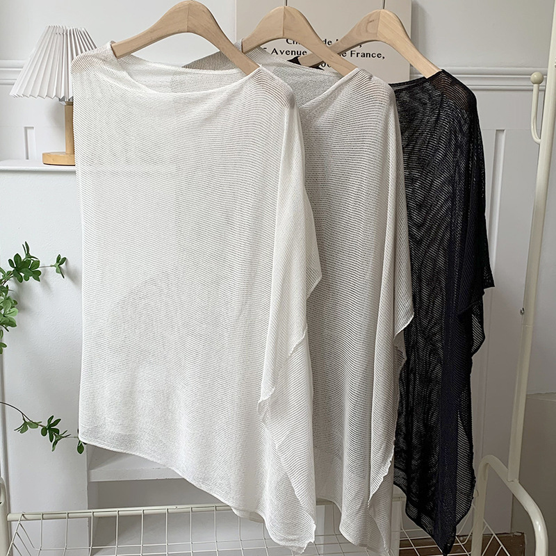 Chal para mujer, verano, nueva capa hueca transpirable de alta gama, diseño irregular, temperamento, suéter superior
