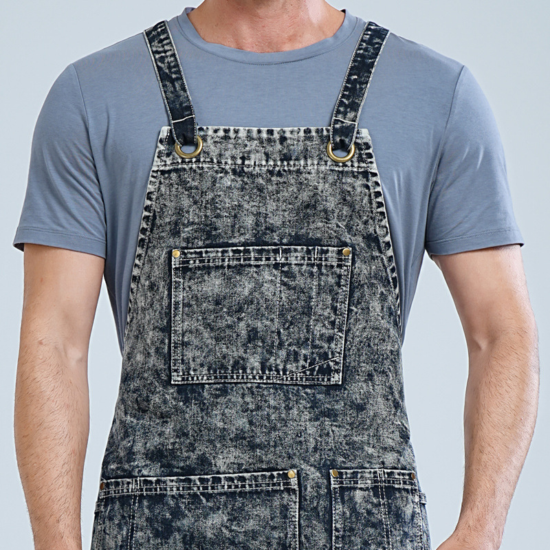 Fronteriza agua lavable denim delantal logotipo personalizado pintura barbero ropa de trabajo electricista delantal carpintería fábrica al por mayor