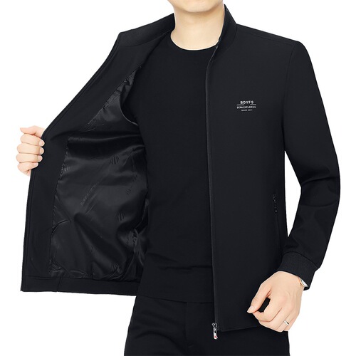 Spring and Autumn Season Stand Collar Middle-Aged Men's Casual Jacket Top Thin Outerwear Father's Suit Large Size New Hot Selling