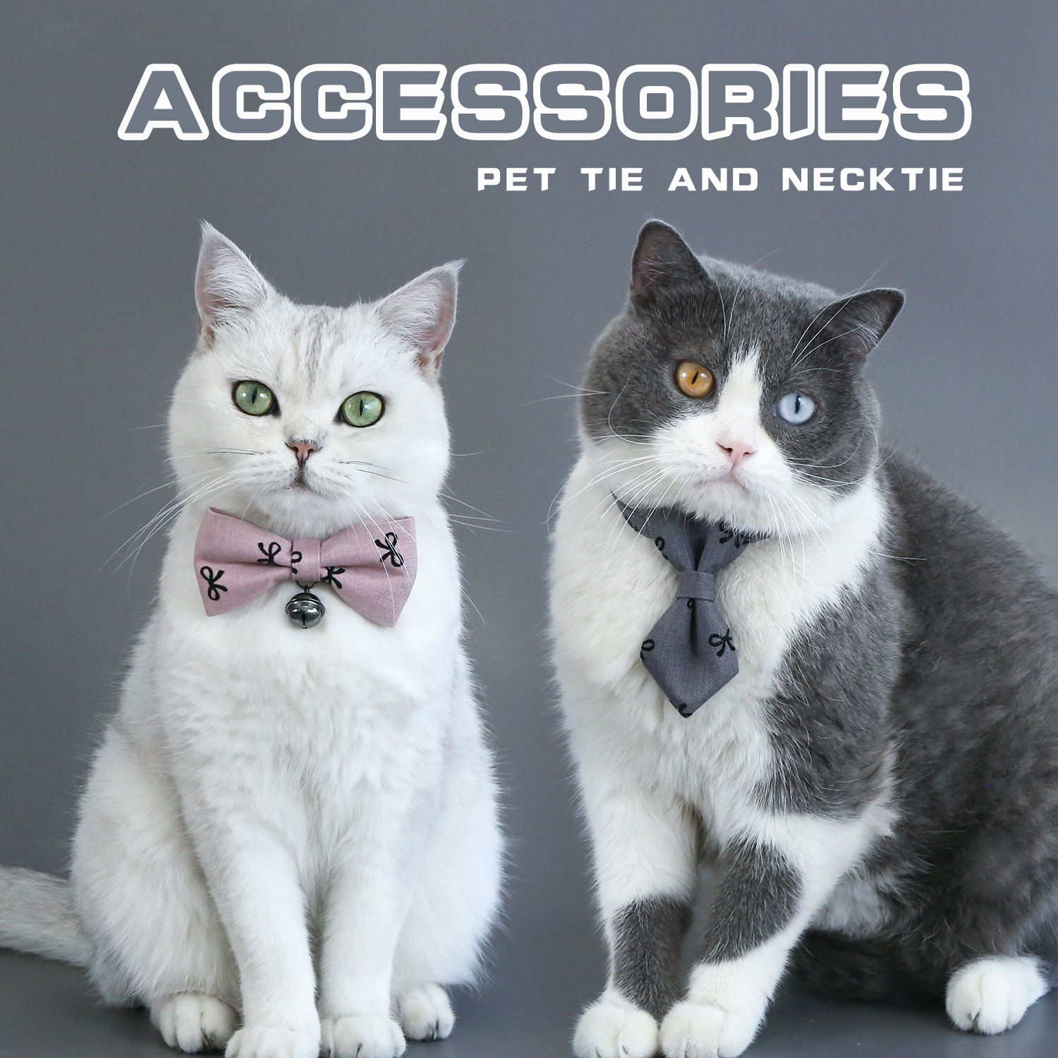 Collar de arco para mascotas gris rosa corbata ajustable collar de mascotas pequeño y medio impresa corbata de caballero de estilo británico