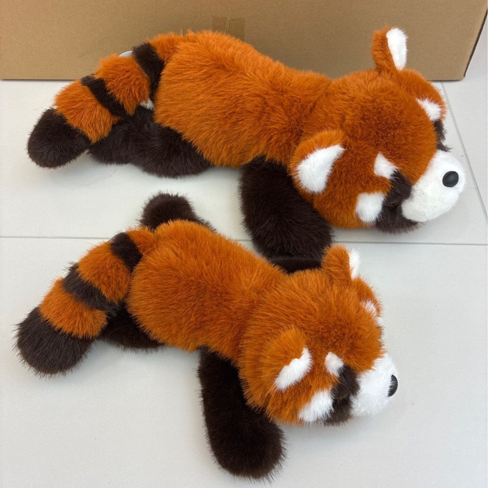 仿真貂绒趴姿浣熊毛绒公仔可爱软萌趴款狐狸玩偶娃娃跨境动物抱枕