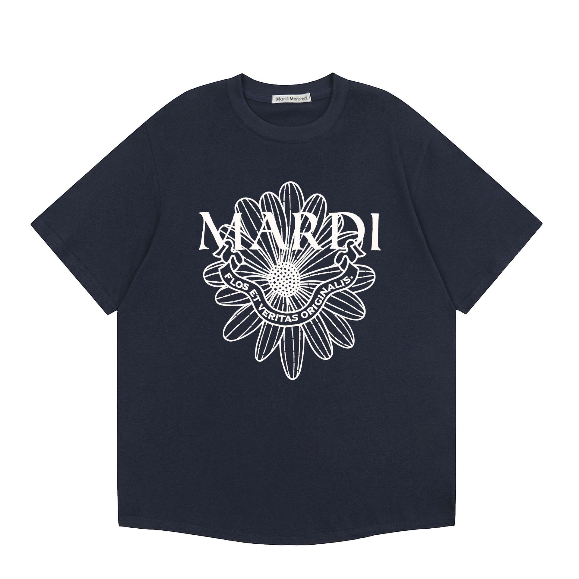 現物韓国潮牌Mardi半袖女性25夏新作デイジープリント丸襟純綿上着tシャツ代発