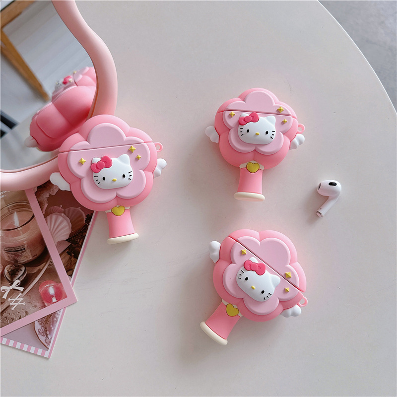 Cartoon Pink KT Stick Apple AirPods 1/2 Gen Wireless Bluetooth Earphone Case AirPods Pro 3 Gen Silicone