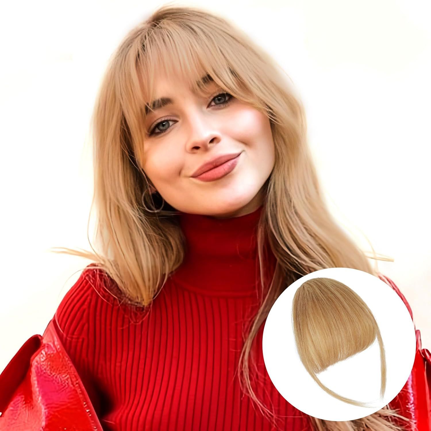 Todo el cabello real aire flequillo femenino invisible sin costuras frente peluca de cabello real tejido a mano peluca de cabello real flequillo falso francés