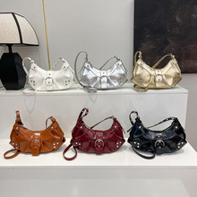 跨境时尚腋下包包女2026新款机车包单肩斜跨包韩版软皮女包饺子包