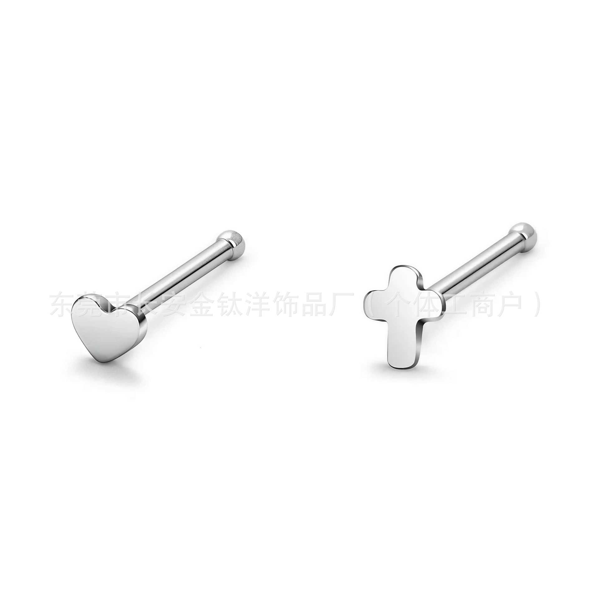 F136 Titanium Heart Star Moon Cross Nose Nail Lip Stud 1-Shaped Piercing Jewelry detail image 7