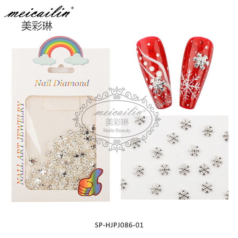 Accesorios de uñas de Navidad copo de nieve Aleación de Arte de uñas plata copo de nieve metal parche fino arte de uñas copo de nieve parche joyería
