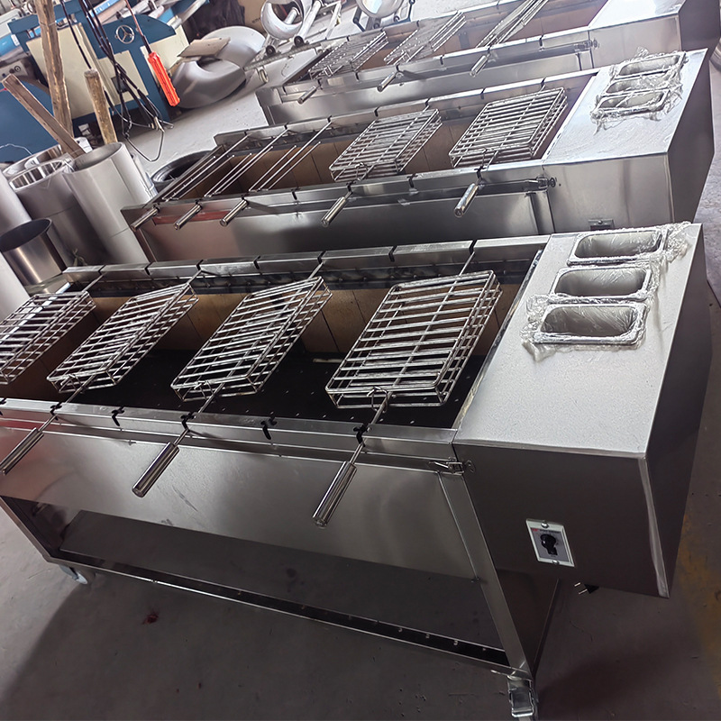 Fully Automatic Flipping Chicken Grill Charcoal Lamb Leg and Chop Grill Stainless Steel Commercial Roast Elbow Grill Fish Grill