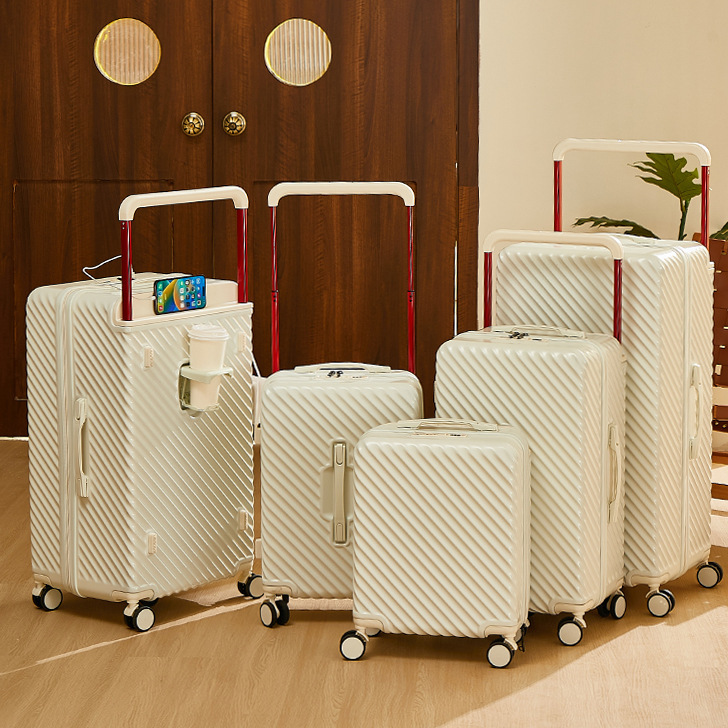 Large Capacity Wide Trolley Case Strong and Durable PC Luggage Case Women's Suitcase 26 Inch Men's Universal Wheel Leather Case 32