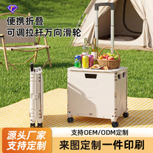 便携折叠购物车买菜车小拉车万向轮塑料拉杆车推车户外野餐露营车