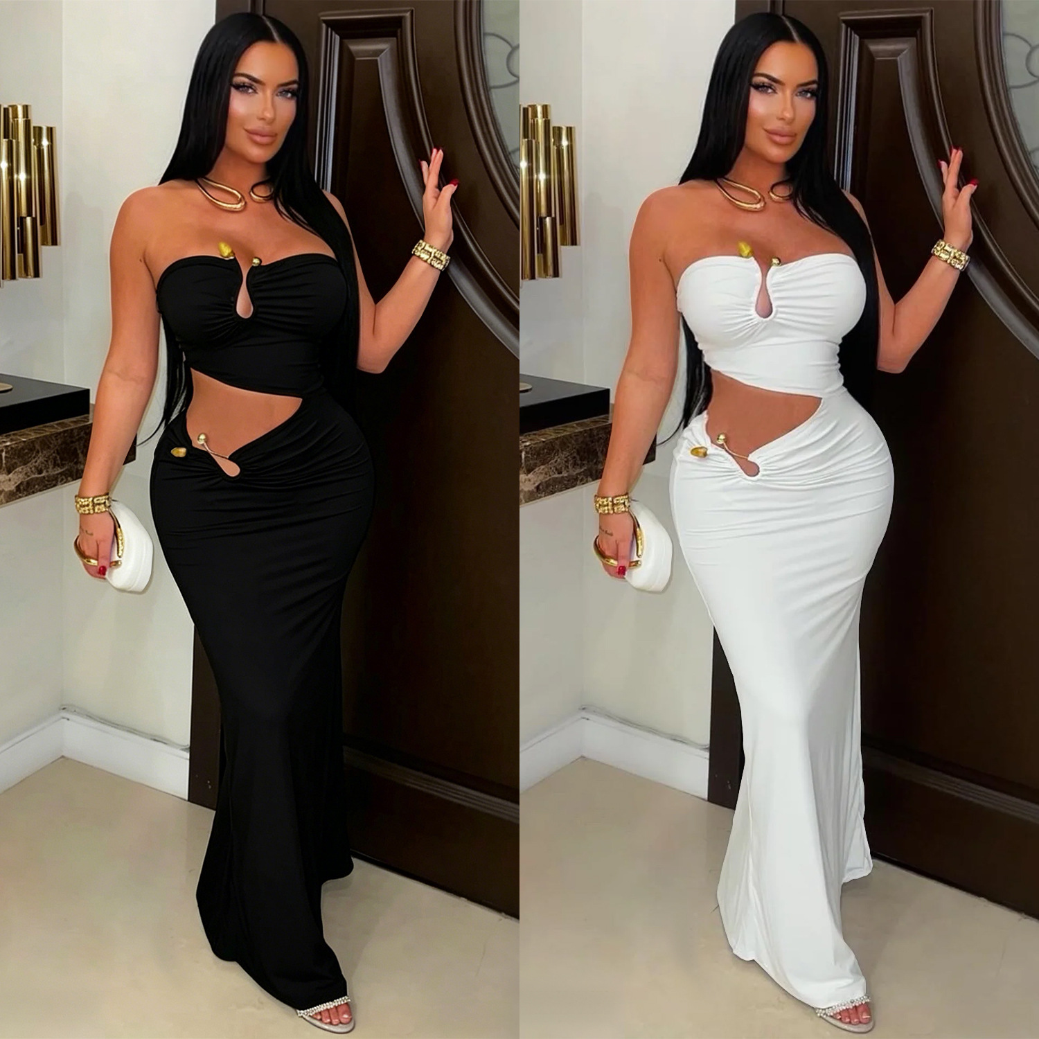 C7696 Aliexpress transfronterizo Amazon Europa y América moda de mujer sexy mochila de pecho vestido de cadera delgada image 1