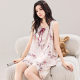 2025 New Summer Pajamas Women's Vest Shorts 40 Count Full Rayon Silk Suit National Style Printed Comfortable Tie Collar