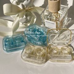 Twist-free transparent contact lens box jelly color contact lens box simple portable companion box beige wholesale