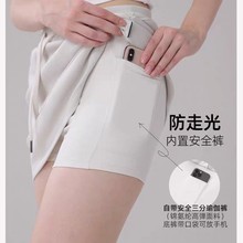 运动短裙带口袋安全裤A字半身裙透气健身防走光假两件显瘦短裙