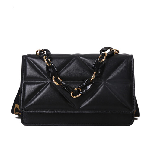 Casual Women's Autumn  New Trendy Fashion Net Red Single Shoulder Small Square Bag Simple Ins Wide Belt Crossbody Bag