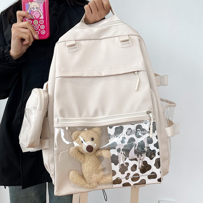 Japón fresco y dulce mochila de niña nueva gran capacidad mochila de estudiantes de secundaria secundaria simple mochila de color sólido mujer