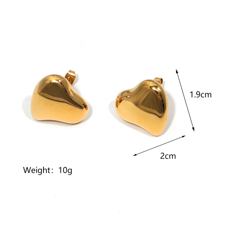 25g Weight PVD Coated Gold Plating Process 304 Stainless Steel Ear Needle Material Real Gold Plated Plating Material Ear Studs Classification Butterfly Backs Ear Cap Type 1 Pair Quantity Holiday, Daily Occasion 304 Stainless Steel Material Heart Shape Pattern All Seasons Season Women's Gender Plating Design Elegant, Cute Style 1 Pair Elegant Cute Heart Shape Plating 304 Stainless Steel 18K Gold Plated Butterfly Backs Ear Studs 14