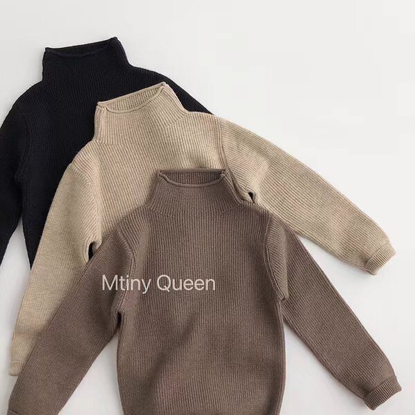 Solid color base body-friendly children's spring knitted sweater