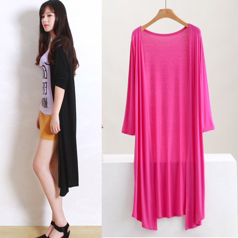 Summer Sun Protection Clothing for Women, Modal Long-Sleeved Cardigan, Shawl Jacket, Thin Loose Large Size Air-Conditioned Sun Protection Clothing
