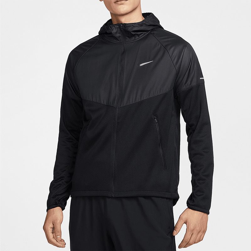 Sports Windbreaker Jacket for Men, Quick-Drying Reflective Woven and Knitted Jacket, Fitness, Sports, Running, Windproof