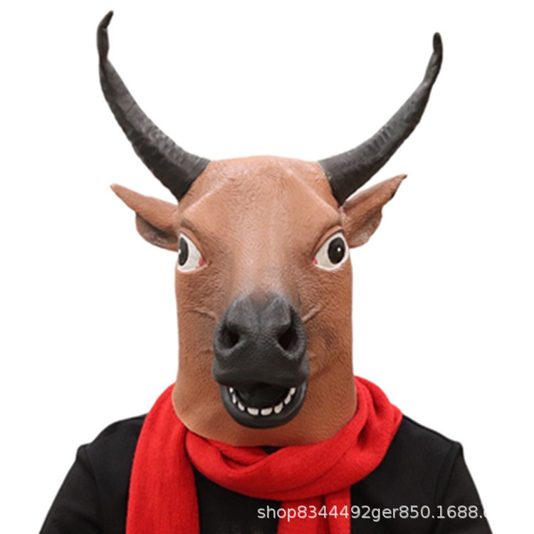Cubierta de la Cabeza de Vaca máscara animal Oro Negro vaca marrón caballo lindo dibujos animados vaca diablo Halloween mascarada accesorios de rendimiento