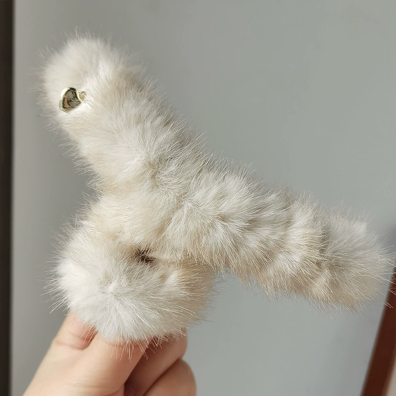 Плюшевая заколка-краб, корейский стиль, искусственный мех, длина 8–14 см