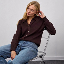 跨境欧美针织开衫毛衣加工定制休闲亚马逊2025秋冬女装上衣针织衫