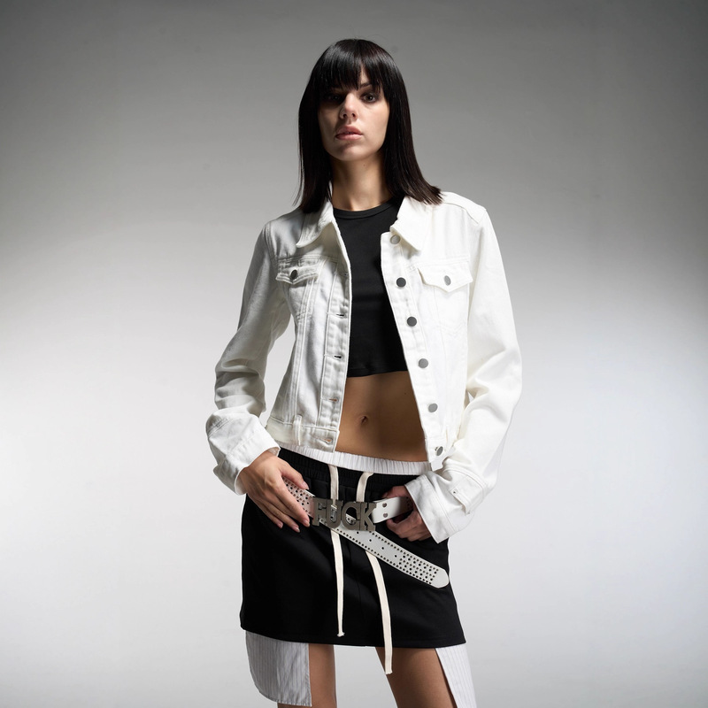 Spring Vintage Design Short Slim-Fit Versatile Jacket Denim Top Outerwear Trendy Straight-Shoulder Ins-Style Women's Clothing