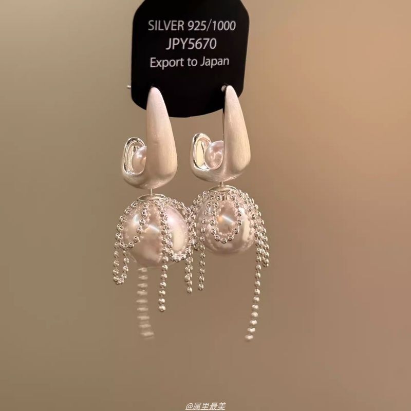 精致女主~法式浪漫珍珠流苏耳钉女设计感高级耳环独特耳饰耳夹|undefined